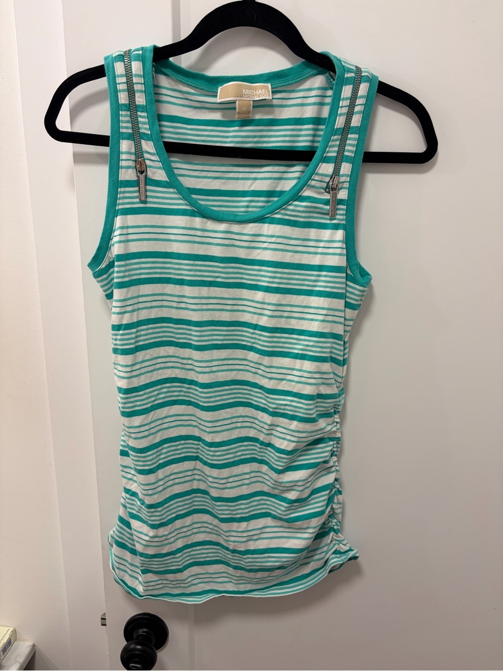 Michael Kors Mint & White Striped Sleeveless Tank